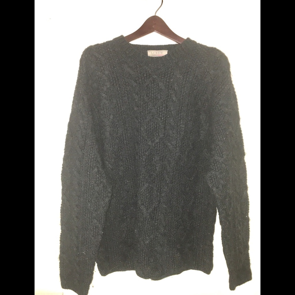 J Crew Handknit Fishermans Sweater Size M Gray
